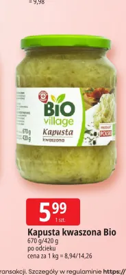 Kapusta kwaszona Bio Village promocja w Leclerc