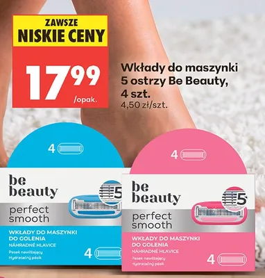 Wkłady do maszynki do golenia Be Beauty Perfect Smooth 5 ostrzy promocja w Biedronka