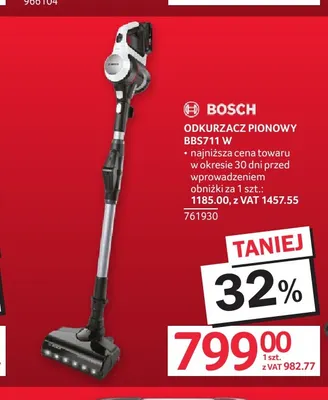 Odkurzacz pionowy BBS711W Bosch promocja w Selgros