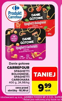 Danie gotowe spaghetti bolognese Carrefour promocja w Carrefour Market