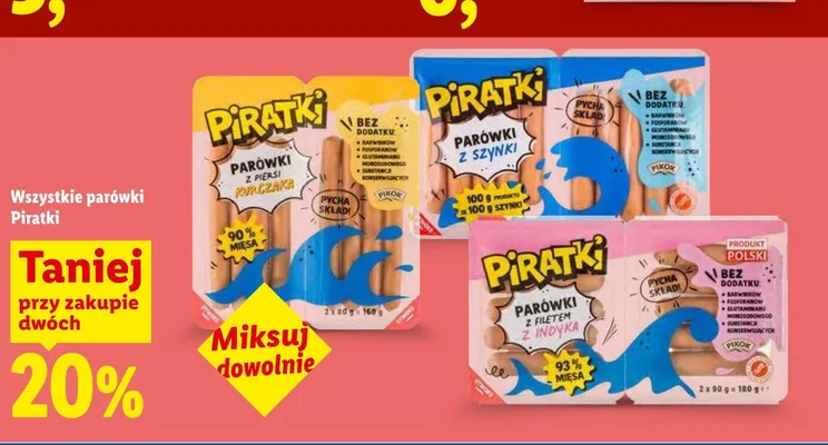 Parówki z szynki Piratki promocja w Lidl