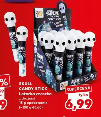 Latarka czaszka z drażami Skull Candy Stick promocja w Kaufland