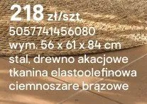 Krzesło balkonowe Albert stal drewno akacjowe tkanina elastoelfinowa ciemnoszare brązowe promocja w Castorama