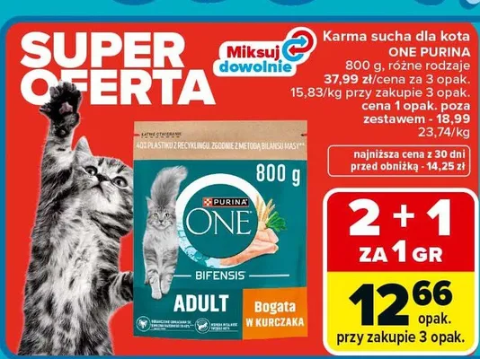 Karma sucha dla kota różne rodzaje promocja w Carrefour Market