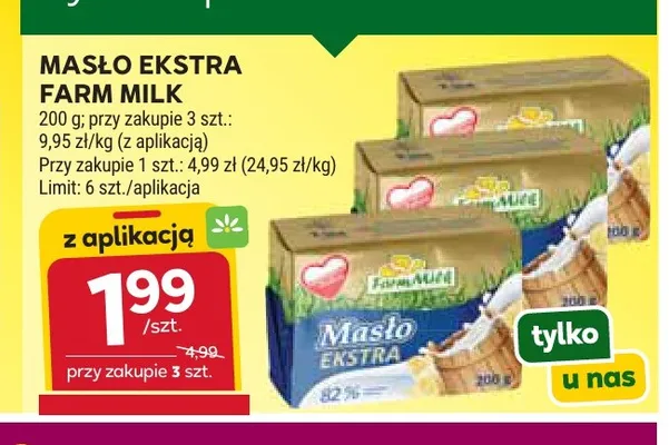 Masło ekstra Farm Milk promocja w Stokrotka