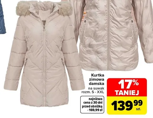 Kurtka zimowa damska na suwak promocja w Carrefour