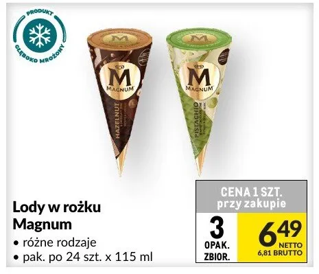 Lody w rożku Magnum promocja w Makro