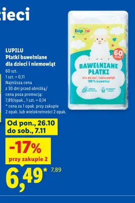 Płatki bawełniane dla dzieci i niemowląt Lupilu promocja w Lidl