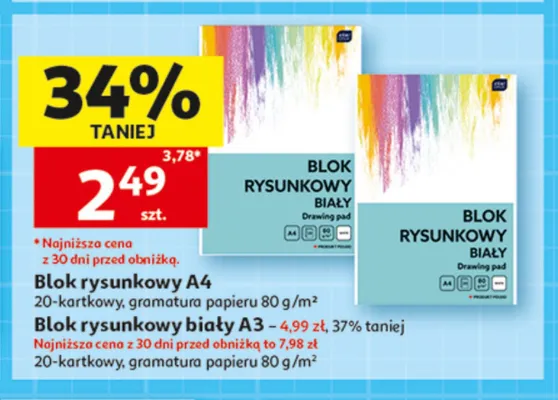 Blok rysunkowy biały A3 promocja w Auchan
