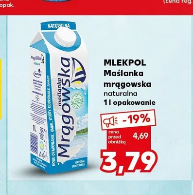 Maślanka mrągowska naturalna Mlekpol promocja w Kaufland