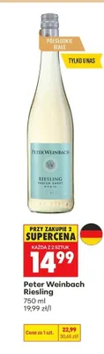 Wino półsłodkie białe Peter Weinbach Riesling promocja w Biedronka