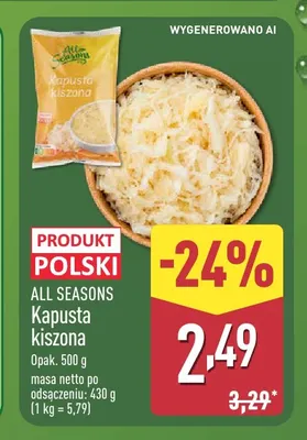 Kapusta kiszona All Seasons promocja w Aldi