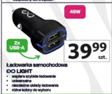 Ładowarka samochodowa 45W 2x USB-A promocja w Auchan