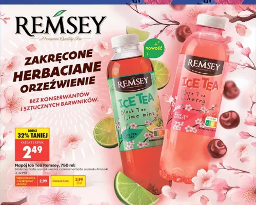 Napój Ice Tea biała herbata o smaku wiśni Remsey promocja w Biedronka