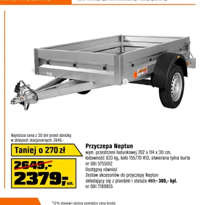 Przyczepa Neptun promocja w OBI