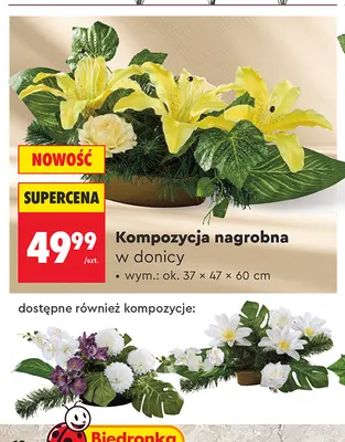 Kompozycja nagrobna w donicy promocja w Biedronka