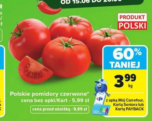 Pomidory czerwone polskie promocja w Carrefour Market