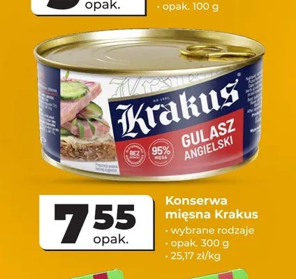 Konserwa mięsna Krakus Gulasz Angielski promocja w Odido