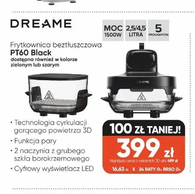 Frytkownica beztłuszczowa Dreame PT60 Black promocja w Max Elektro