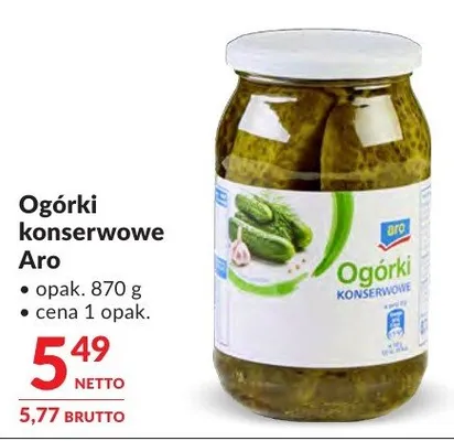 Ogórki konserwowe Aro promocja w Makro