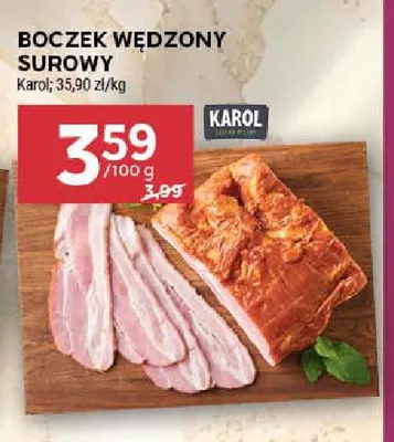 Boczek wędzony surowy Karol promocja w Stokrotka