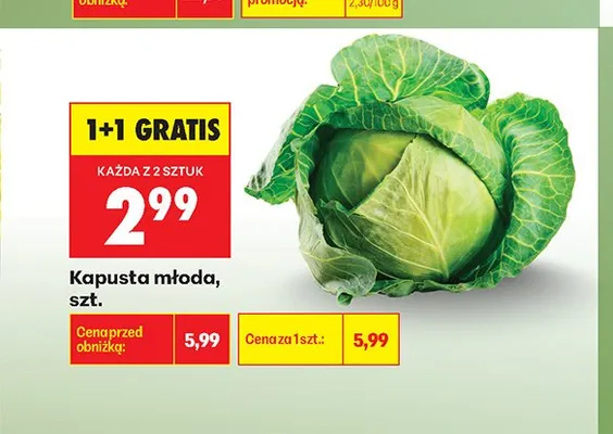 Kapusta młoda promocja w Biedronka