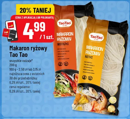 Makaron ryżowy wstążki Tao promocja w POLOmarket