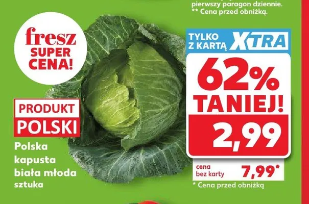 Polska kapusta biała młoda promocja w Kaufland