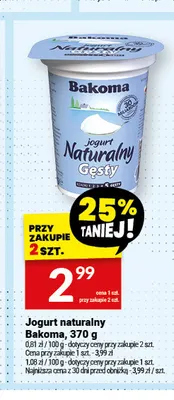 Jogurt naturalny gęsty Bakoma promocja w Twój Market