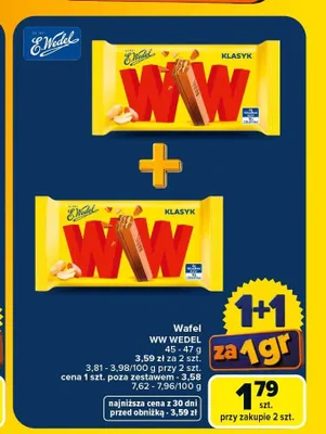 Wafel WW Klasyk E.Wedel promocja w Carrefour Market