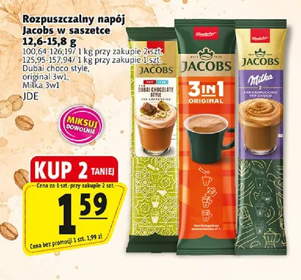 Kawa rozpuszczalna Rozpuszczalny napój Jacobs Milka 3w1 w saszetce promocja w Prim Market