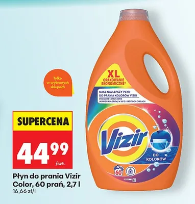 Płyn do prania Vizir Color 60 prań promocja w Biedronka