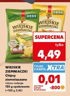 Chipsy ziemniaczane cebulka Wiejskie Ziemniaczki promocja w Kaufland