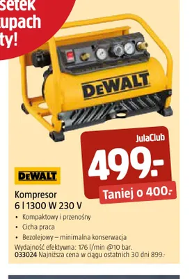Kompresor 6 l DeWalt promocja w Jula