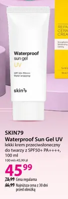 Waterproof Sun Gel UV lekki krem przeciwsłoneczny do twarzy z SPF50+ PA++++ Skin79 promocja w Hebe
