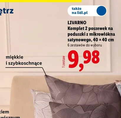 Komplet 2 poszewek na poduszki z mikrowłókna satynowego 40x40 cm Livarno promocja w Lidl