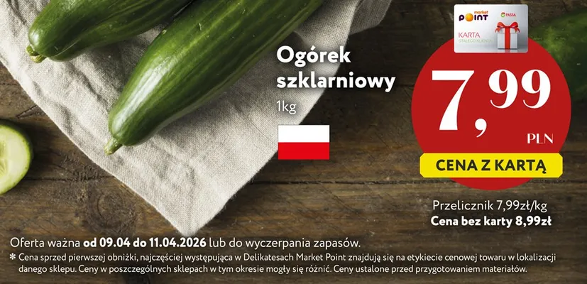 Ogórek szklarniowy promocja w Market Point