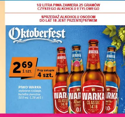 Piwo bezalkoholowe Warka Radler promocja w Groszek