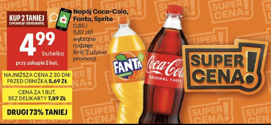 Napój Coca-Cola, Fanta, Sprite promocja w Delikatesy Centrum