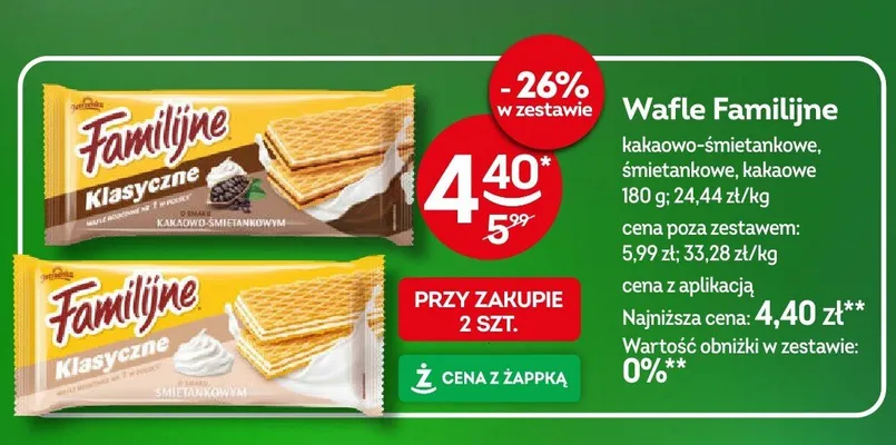 Wafle Familijne Klasyczne śmietankowe promocja w Żabka