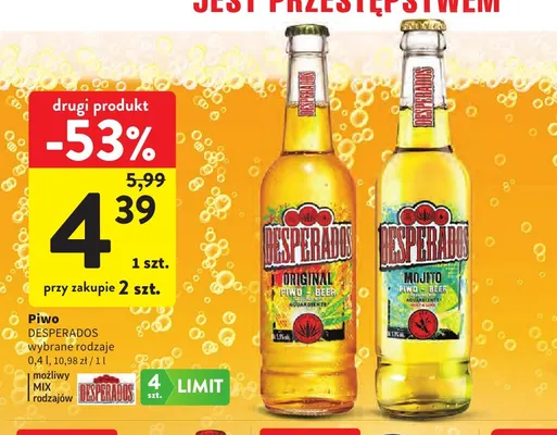 Piwo Desperados Mojito promocja w Intermarche
