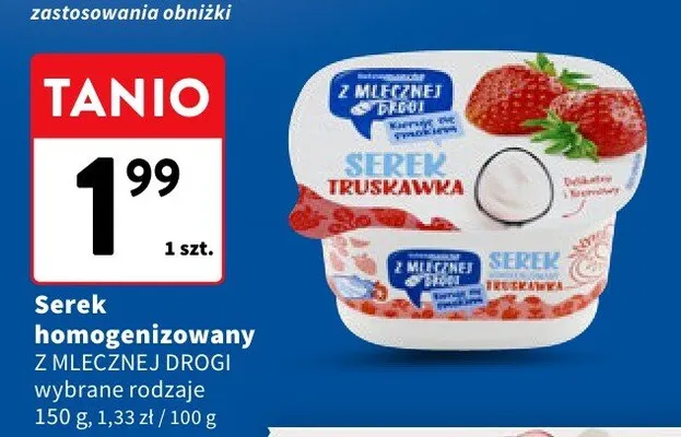 Serek homogenizowany Z Mlecznej Drogi truskawkowy promocja w Intermarche