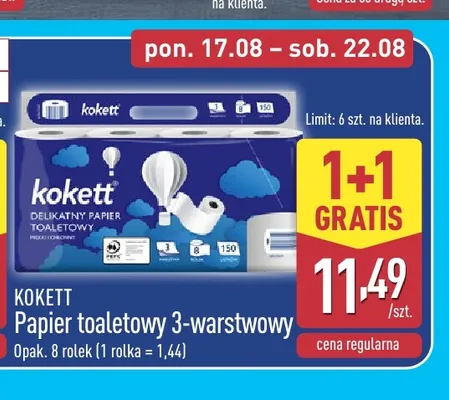 Papier toaletowy 3-warstwowy Kokett promocja w Aldi