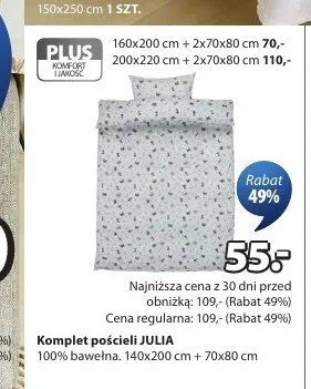 Komplet pościeli JULIA 140x200cm + 70x80cm promocja w Jysk