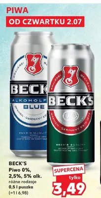 Piwo bezalkoholowe Beck's Blue promocja w Kaufland