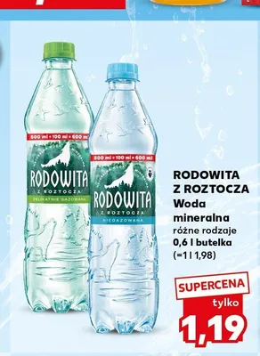 Woda mineralna delikatnie gazowana Rodowita z Roztocza promocja w Kaufland