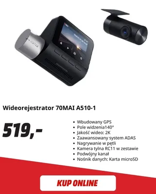 Wideorejestrator 70mai A510-1 promocja w Media Markt