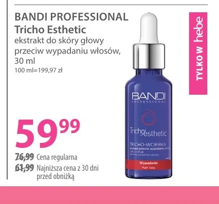 Ekstrakt do skóry głowy przeciw wypadaniu włosów Tricho Esthetic Bandi Professional promocja w Hebe