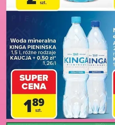 Woda mineralna Kinga Pienińska Niegazowana promocja w Carrefour