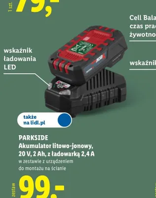 Akumulator litowo-jonowy Parkside 2Ah z ładowarką promocja w Lidl